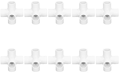 Hapivida 10 STÜCKE PVC Fitting Verbinder 25mm 6-Wege Möbel Rohrverbinder Winkelrohr Zubehör Verbindungsgelenke Fittings für DIY Kunststoff Regal Garten Stützstruktur(Weiß)