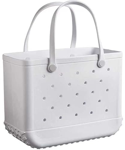 Forrader EVA wasserdichte Strandtasche, Gummi-Reisetasche, sanddicht, große Handtasche für Sport, Fitnessstudio, Reisen, Markt, Outdoor, Weiss/opulenter Garten, X-Large