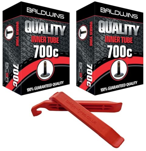 Baldwins Bike Inner Tube 700 x 35c to 45c Schrader Valve & BALDY'S TYRE LEVER (Pack of 2)