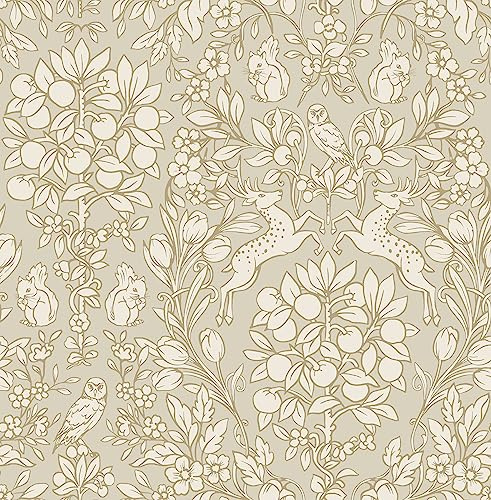 NuWallpaper by WallPops Taupe Enchanted Peel and Stick Wallpaper, Removable Wallpaper, 20.5 in x 18 ft