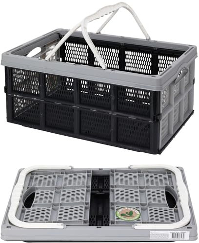 Mojawo Klappbox stapelbar 32 L Einkaufskorb Transportbox Einkaufskiste klappbar Stapelbox Kunststoffbox Aufbewahrungsbox Plastikbox Regalbox Box