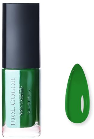 Grün Nagellack mit veganer Formel mit natürlichen Inhaltsstoffen – 13ml Langanhaltender Kein UV benötigt Nagellack für DIY Nagelkunst Maniküre, bis zu 7 Tage Halt (DS201 Grün)