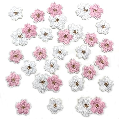 DHER 25 pezzi di fiori di ciliegio Accessori Patch Sticker Toppe da ricamo Toppa da stirare Applicazione per abbigliamento Toppa ricamata da stirare per giacche, jeans, gonne, zaini e cappelli (A)
