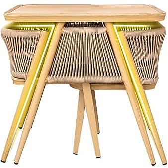 Utomhusbord Stolar 3 delar Uteplats Bistro Set, Trädgårdsstolar Bordsset, Utomhus Pe Weave Möbler Uterum Set För Balkong, Bakgård,