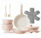 Redchef Topfsets 16-Teilig Pfannenset Antihaft-Keramik-Kochgeschirr-Set mit Abnehmbaren Griff, Pfanne 20/26 cm, Tiefe Bratpfanne 26cm, Topf 18/20cm, Stapelbar Topfset Für alle Herdarten, Ofenfest Rosa