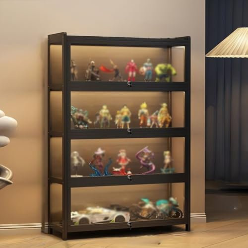 CTREVL Glasvitrine Stehend, Multifunktionale Staubdichte Glasvitrine, Sammlervitrine Vitrinenschrank, Versiegelt und Staubdicht, Leicht zu Reinigen, für Schlafzimmer, Wohnzimmer(80x32x138cm)