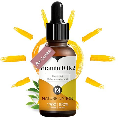 Vitamin D3 + K2 Tropfen - Vitamin D3 5000 IE, Vitamin K2 100µg pro Einnahme (1000 IE pro Tropfen) - MK-7-99,7% All-Trans, MCT-Kokosöl - Premium-Qualität, für Kinder ab 3 Jahren geeignet (1 x 50ml)