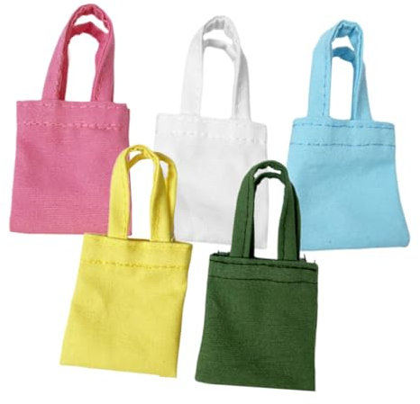 OFFIGAM 5stücke Miniaturisierte Puppenhaus-Taschen Robuste Langlebige Handwerkskunst Aus Strapazierfähigem Canvas Bunte Designs Für Kreative -projekte Für Puppenhaus-enthusiasten