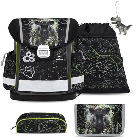 Belmil Classy Schulranzen Set 5 teilig mit extra Schlüsselanhänger (Black Panther 2025)