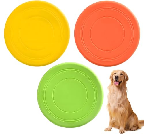3 Pieces Dog Frisbee Indestructible,Flying Frisbees Toy Set Silicone Pet Disc Toys Dogs Training Discs Flyer Durable & Floatable Pets Birthday Present,Superdisc for Outdoor Beach Garden Fun Exercise