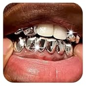 Longita 1 Set Silver Teeth Grillz for Women Grills for Your Teeth Men Silver Tooth Cap Grillz for Women Golden Tooth Jewelry Mouth Grills Hip Hop Rapper Outfits Custom Accessory Halloween Party