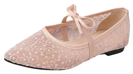 Générique Ballerines Plates à Lacets pour Femme, Bout Pointu Ouvert avec Brides Ajustables, Chaussures de soirée élégantes en Similicuir Respirant, idéales pour Mariages et Cocktails