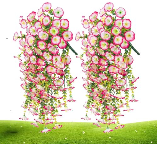 Konstgjorda Petunior Naturtrogna 2 stycken konstgjorda blommor | UV-Resistenta Fake Petunia För Uteplats TrädBakInomhus Balkong Bröllop