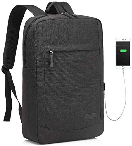 VASCHY Mochila Portatil Hombre, Mochila Ordenador Portatil 17 Pulgadas Ligera y Impermeable Mochila Escolar con Puerto de Carga USB Mochila Antirrobo Viaje para Negocio Trabajo Diario Escolar, Negro