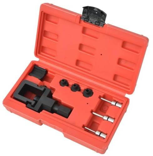 vidaXL 8-Piece Motorcycle Chain Breaker & Riveting Tool Set - Steel, compatible with 520/525/530/532 Chains, Includes Blow-ed Case for Transport