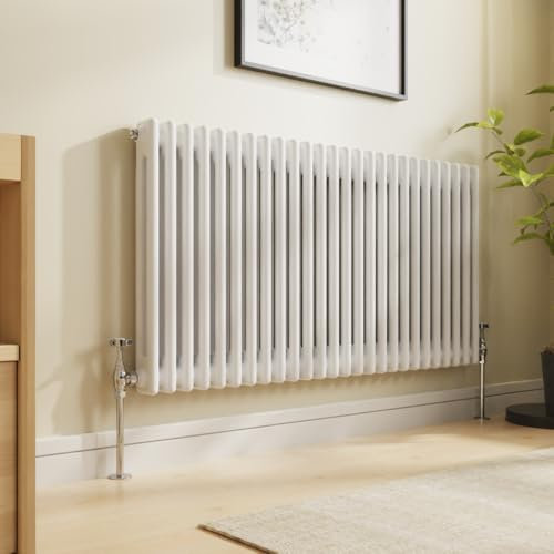 NRG 600x1190 Traditional Colosseum Cast Iron Bathroom Radiator Gloss White 2 Panel