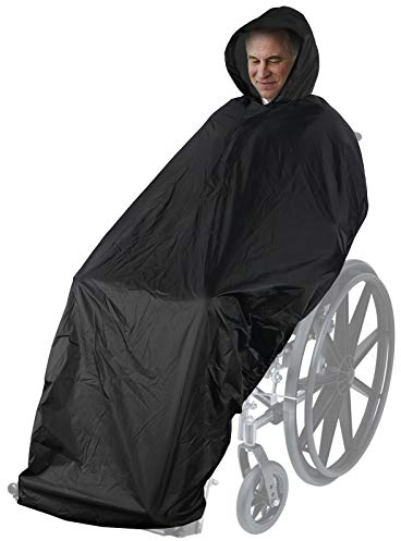 ANYOO Wasserdichte Poncho Abdeckung für Rollstühle Leichter Regenponcho Cape Shield mit Gummibändern Bietet Trockenschutz für Rollstühle, Schwarz, Einheitsgröße