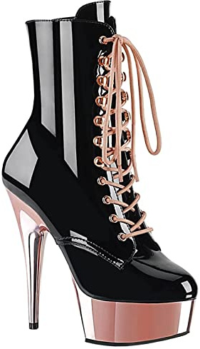 BeAUZQ 6IN Stiletto Botines de Tobillo Fetish Tacones Altos Moda de Mujer Botines de Cuero Dorado Sexy Stripper Nightclub Pole Dance Pumps Zapatos Tamaño 34-46,Rosado,36