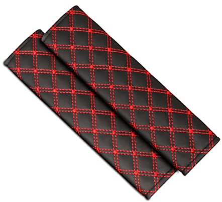 YATEICBC 2 Stück Auto-Sicherheitsgurtpolster, Premium-Sicherheitsgurtpolster, Kindersicherheitsgurt-Schultergurte, Rucksack-Schultergurte, Schwarz Rot