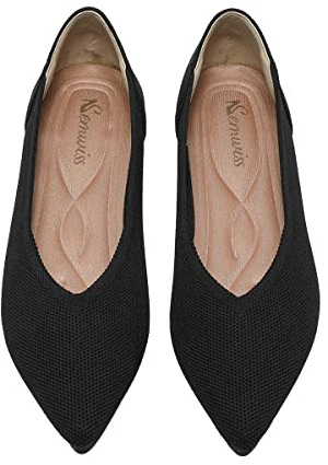 Semwiss Women's Ballet Flats Comfortable Casual Dressy Shoes,Work Flats Office Shoes Pointed Toe Leopard Flats Black Size 8.5
