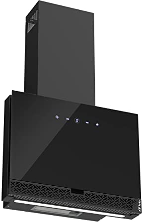 FIREGAS Brushless Motor Cooker Hood 60 cm, Extractor Hood with 9 Speed Fan,Touch Screen,LED Lights and Recirculating,Chimney Style Wall Mounted Extractor Fan kitchen