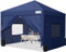 Quictent Pavillon 3x3 mit 4 Seitenteilen, Faltpavillon mit Entlüftung Wasserdicht Stabil Winterfest, Pop up Gartenpavillon mit 4 Sandsäcke und Rollentasche Navy Blau