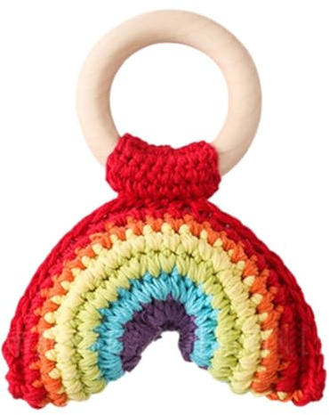 Teether Interactive Play Teething Toy Crochet Fruit Rattle Newborn Pacifier Sensory Development
