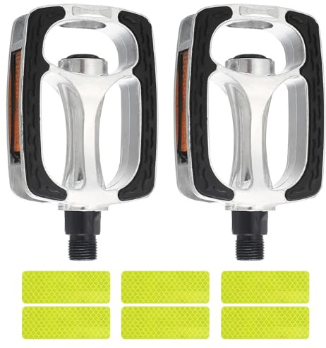 Pedales de Bicicleta, 1 par de Pedales City Trekking, Pedales Clásicos de Plataforma, Antideslizantes con Reflectores, Antipolvo con Calcomanías Reflectantes