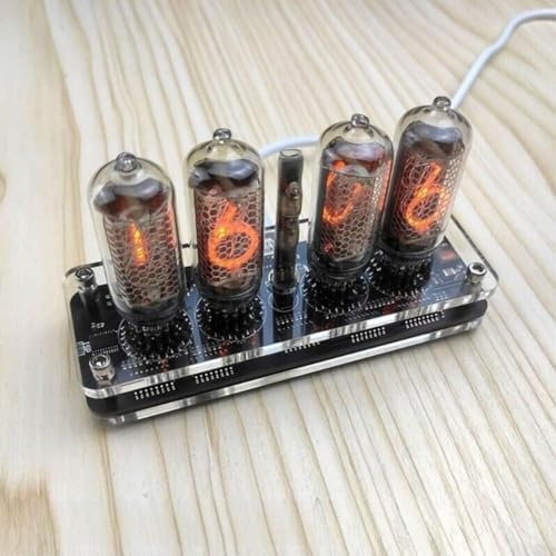 Orologio da tavolo Nixie Tube 4 cifre LED retroilluminazione, telecomando avanzato, alimentazione USB, display digitale creativo, elegante per decorare casa
