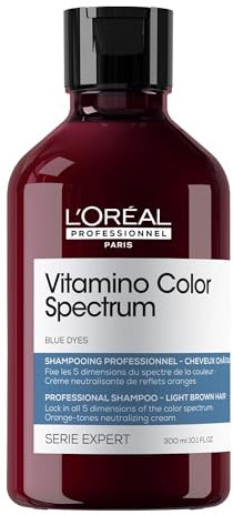 L'Oréal Professionnel Shampoo per Capelli Colorati Castano Chiaro, con Pigmenti Blu, Riflessi Arancioni Neutralizzati, Capelli Nutriti e Colore Protetto, Vitamino Color Spectrum, 300ml