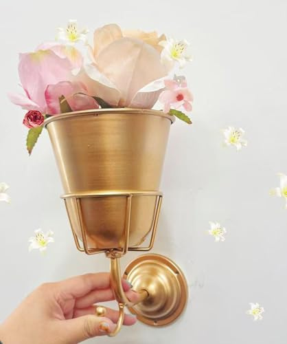 Wall Vase，with hookGold Wall Mounted Vase，Hanging Storage Racks， Home Decor