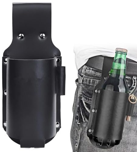 GXGM Cintura Per Birra,Portabottiglie，Porta Bottiglia In Pelle， Regalo Per Uomo, Birra, Per Gli Amanti Della Birra, Per Gli Amanti Della Birra, Regalo Per Uomo (Nero, A)