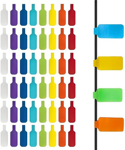 48 Pcs Cable Labels Tags Write On, 2 * 4.5cm Multi-Color Cable Tags, Self Adhesive Cable Label, Reusable Handwriting Wire Labels with Multiple Uses for Management and Identification
