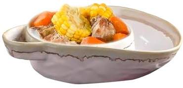 Pruojhw Combinación de cuencos para sopa y pan: vajilla de cerámica ergonómica y antideslizante, placa de combinación de sopa y ensalada | Para familia, amigos, comidas, cocina diaria y