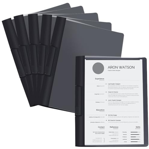 INTERWARM 30 paquet de Chemises de Présentation Pochettes Transparentes de 22.8x29cm avec Clip Pivotant Classeur à Documents avec 5 autocollants pour Dossiers de Bureau. Format Lettre