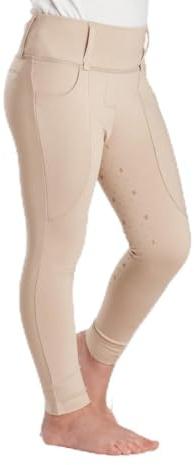 Harry Hall Kids Competition Riding Tights – Silicone Seat, Stretch Fabric, Pockets Beige
