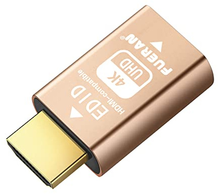 FUERAN HDMI Pass-Through EDID Emulator for with Video splitters, Switches and Extenders，AV Receiver(fit-Headless) 4rd Generrtion Emulator Adapter 3840x2160@60h（Fix 120Hz Not Showing Problem ） 4K-1P
