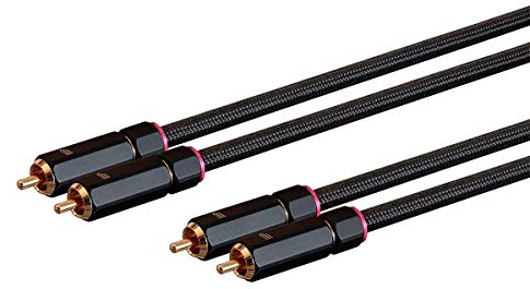 Monoprice Male RCA Two Channel Stereo Audio Cable - 25 Feet - Black, Gold Plated Connectors, Double Shielded with Copper Braiding - Onix Series