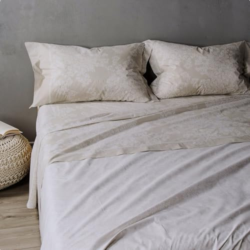 Caleffi - Completo Letto Matrimoniale con Lenzuola Matrimoniali Cotone 100% 240x280, Lenzuolo con Angoli Matrimoniale Coprimaterasso Sotto 180x200 per Materasso Alto 25cm, 2 Federe Cuscino Letto 50x80
