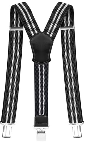 Pejoye Hosenträger für Herren 4cm Breit Arbeitshosen Stark Motorradhose Lang Y Form 3 Metall Clips für Männer und Damen Einstellbar und Elastisch