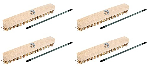 Novaliv 4X Schrubber aus Holz mit Union Borsten und Teleskopstange Wischer mit Gewinde Scheuerbürste Boden-Bürstewurzelbürste Innen- Außenbereich Schrubber…