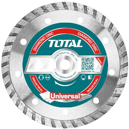 TOTAL - Disco diamantato | Ø125 x 22,2 mm | Per tagliare mattoni e cemento | Profondità di taglio di 12-14 mm | Segmento da 7,5 mm | Sostituzione per smerigliatrice angolare