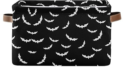 XUWU Storage Basket Bin Bats Halloween Goth Organizer Basket Collapsible Shelf Basket Cube with handle for Nursery Bedroom Bathroom
