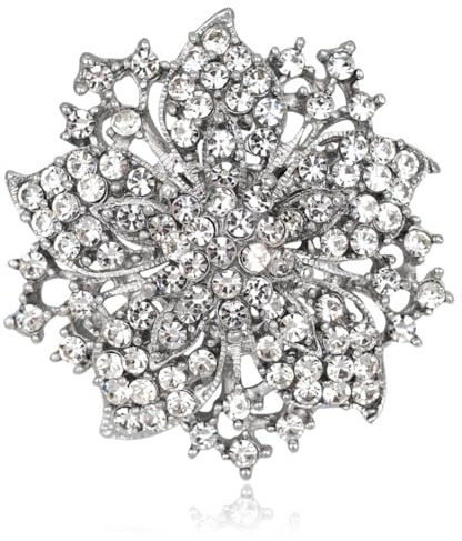 FAIRYGATE Rhinestone Brooch Womens Brooches UK Wreath Brooch in Silver Tone Luxurious Diamond and Crystal Lapel Pin, B4630
