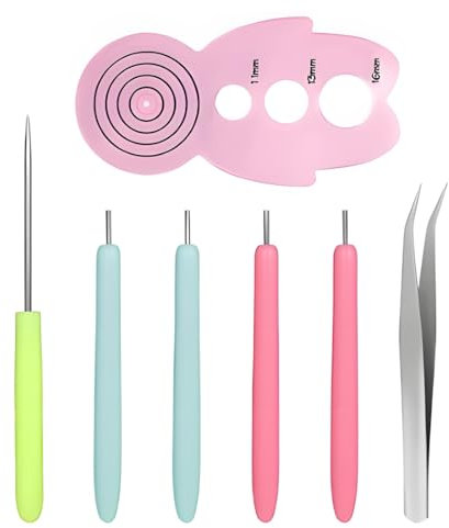 WKRTDY Set de 7 Herramientas de Filigrana de Papel, Bolígrafo de Aguja y Varios Tamaños para Manualidades, Tarjetas y Proyectos, Herramientas Multifunción,