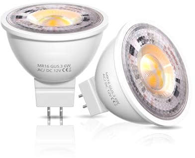 TobeBright Lampadina LED GU5.3 MR16, 12V Faretti Led MR16 6W Equivalente a 50W Alogene 3000K Bianco Caldo 38°Angolo del Fascio per Plafoniera, Illuminazione Paesaggistica, Non Dimmerabile, 2 Pezzi