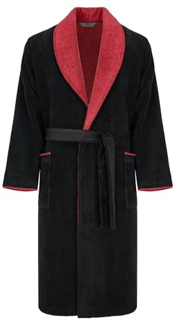 Robe Revise RE-859 pour homme - avec fibres de bambou - Peignoir de sauna, Noir/Rouge, M