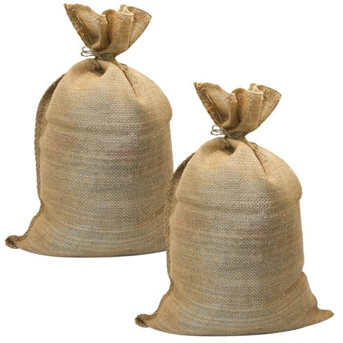 Paquete de 2 bolsas grandes de arpillera de yute natural, bolsas de arpillera reutilizables de 20 x 30 pulgadas, soportes de raíces y verduras, sacos de patatas fuertes para jardinería, plantación,