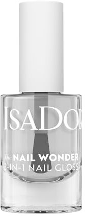 IsaDora 3-in-1 Top Coat, Base Coat & Klarlack für Nägel - Allrounder Nail Polish für Fingernägel - Transparent - Ideal für Unterwegs - Schimmernd glänzender Base und Top Coat - 01 Clear 3-in-1