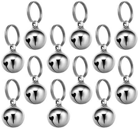 TOYZFRIENDY 12 Pezzi Campanellino per Collare Animali Domestici Argento 18Mm Ciondoli Decorativi per Cani e Gatti Accessori per Collare per Passeggiate e Feste